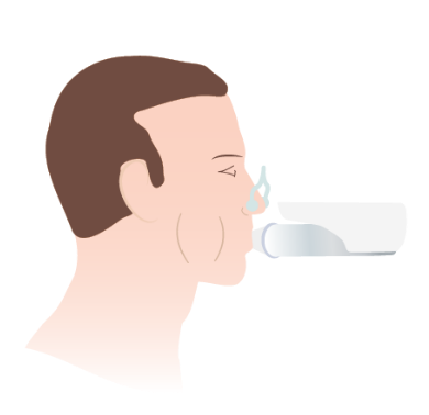 osoba poddana badaniu oddycha przez ustnik oraz ma założony specjalny klips na nos